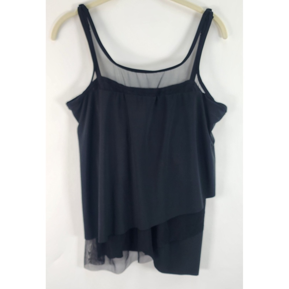Miraclesuit Mirage Black Underwire Tankini Top Women's 10 Swimsuit